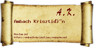 Ambach Krisztián névjegykártya